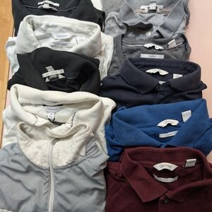 12 Calvin Klein Polo Liquid Cotton V Neck Zip-Up Collection XS